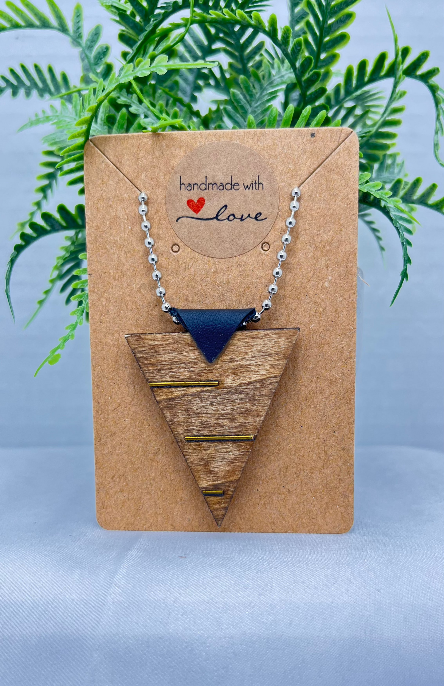 Pendant - Wood/Brass/Leather - Brown