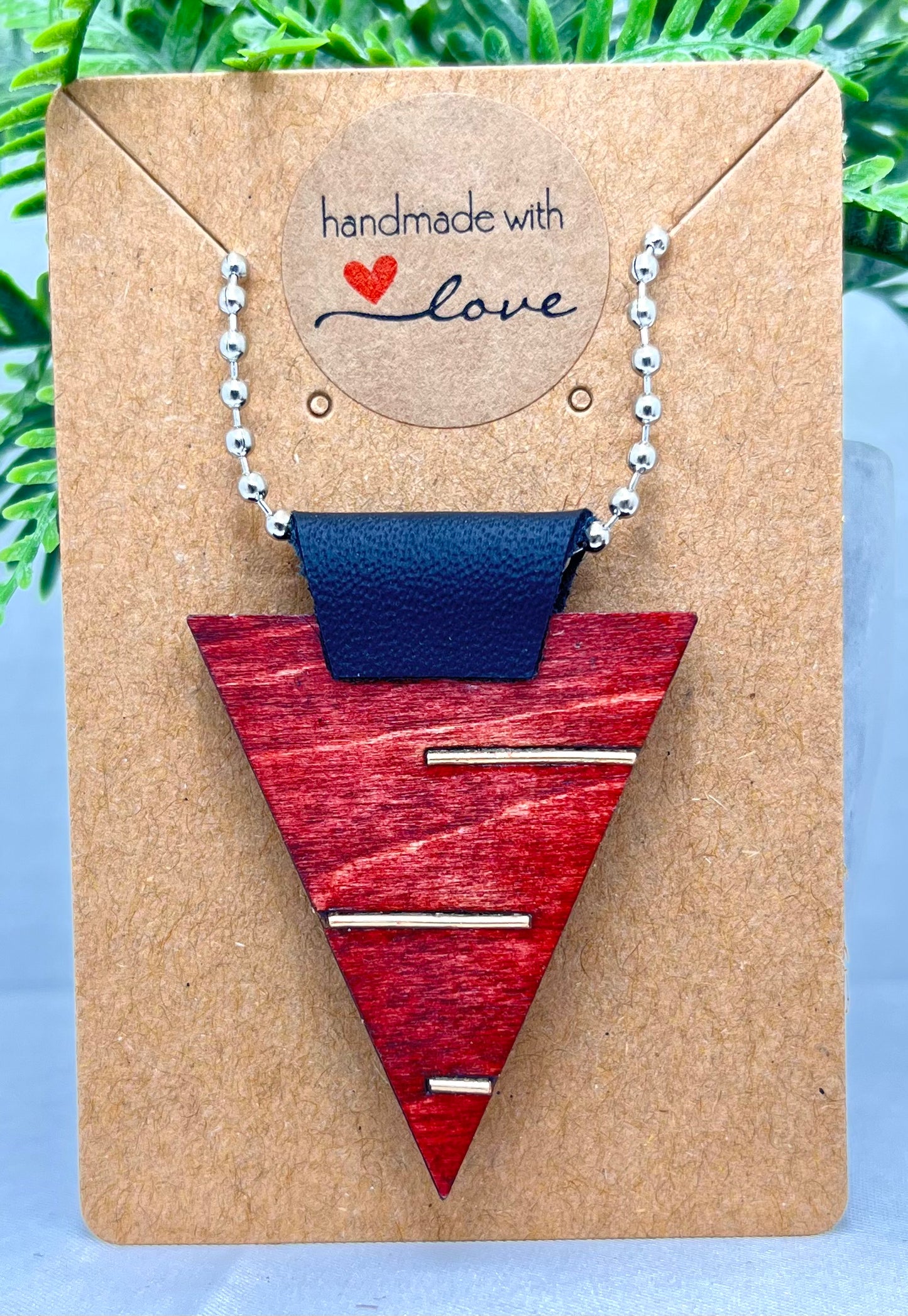 Pendant - Wood/Copper/Leather - Cherry