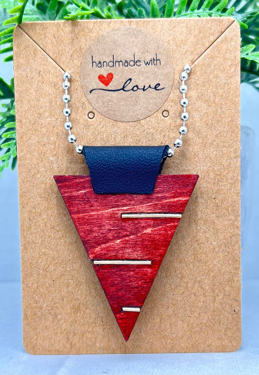 Pendant - Wood/Copper/Leather - Cherry
