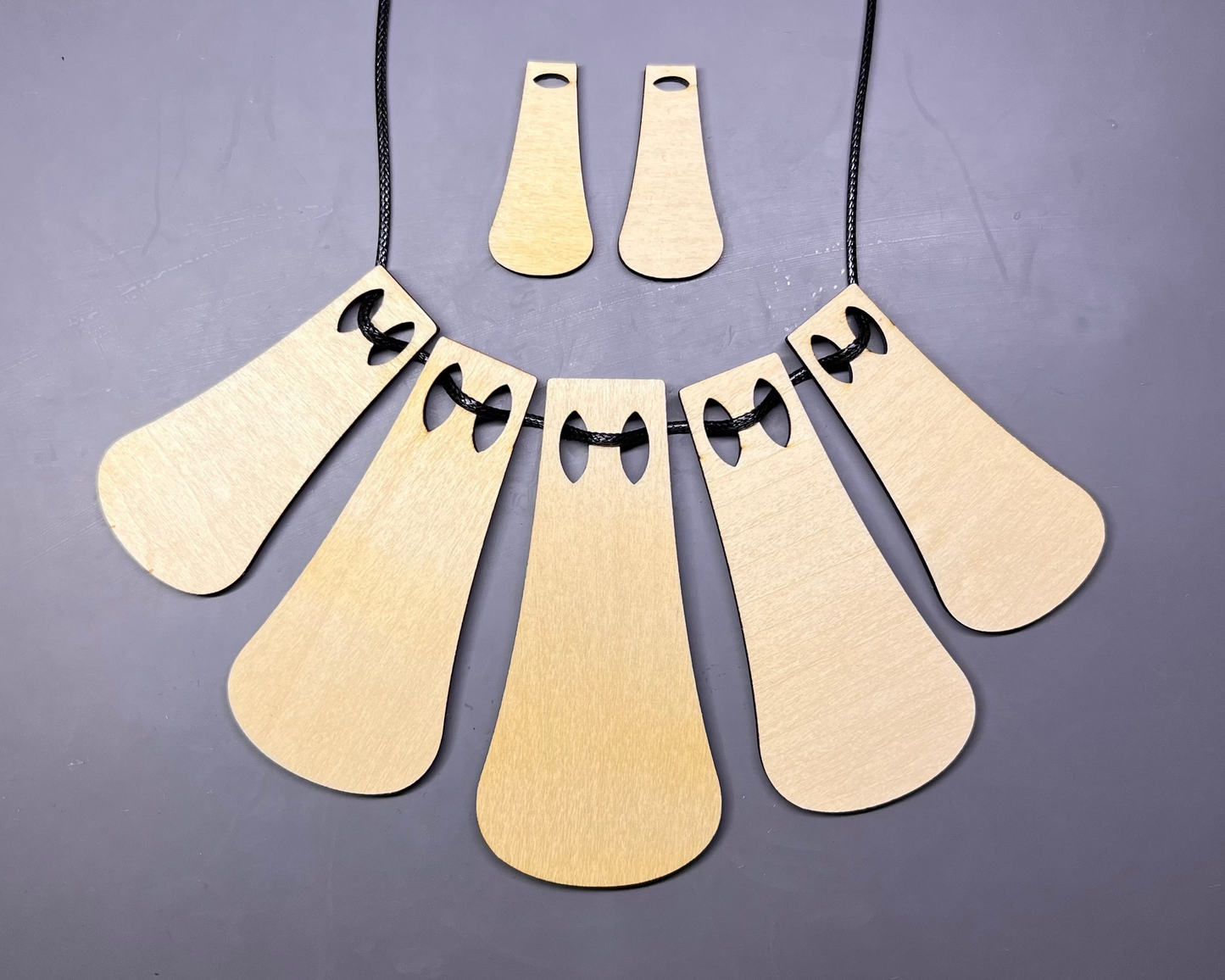 Wood Bibb Necklace Blank - 7pc