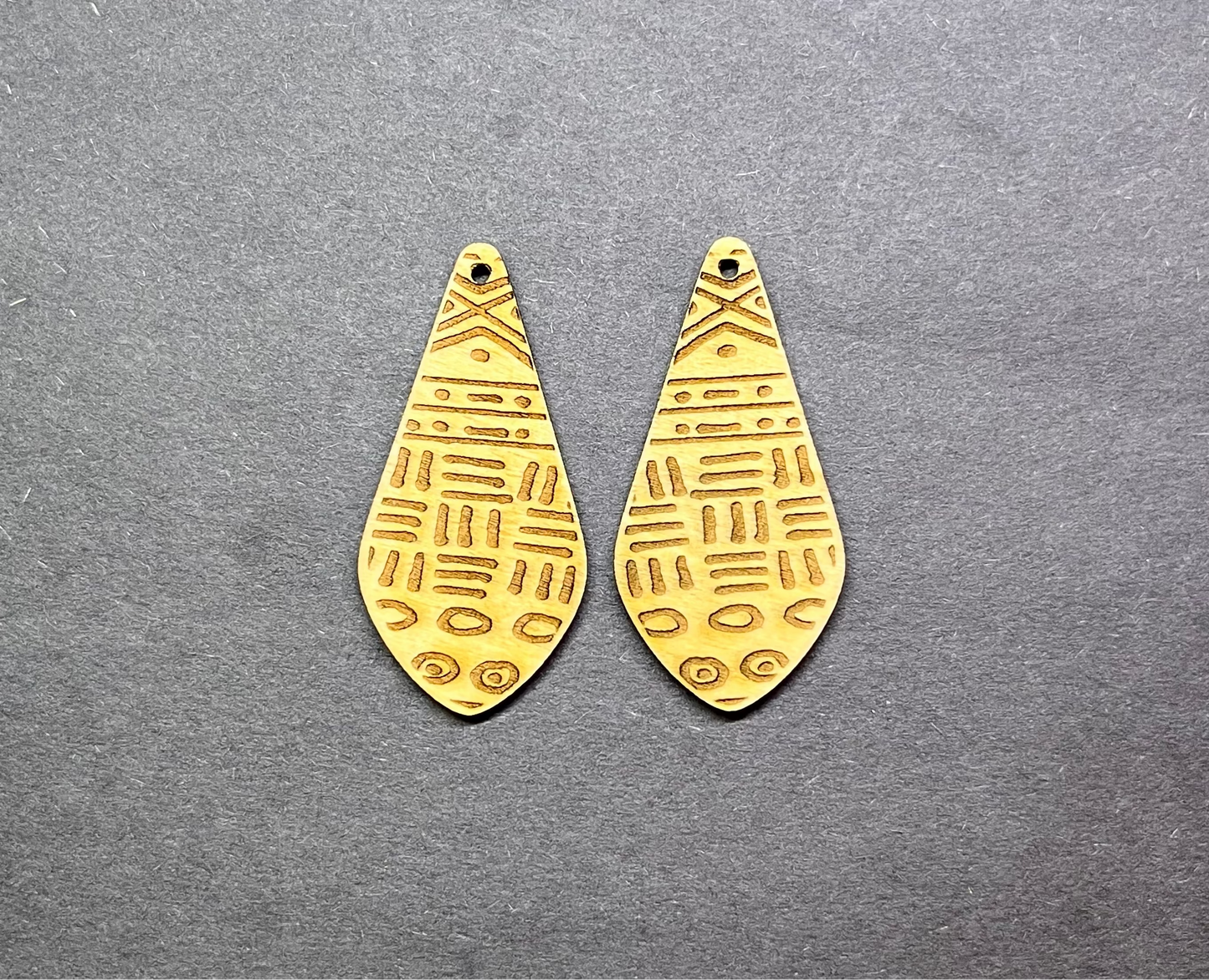 **Mudcloth Wood Earring Blanks - 10pcs