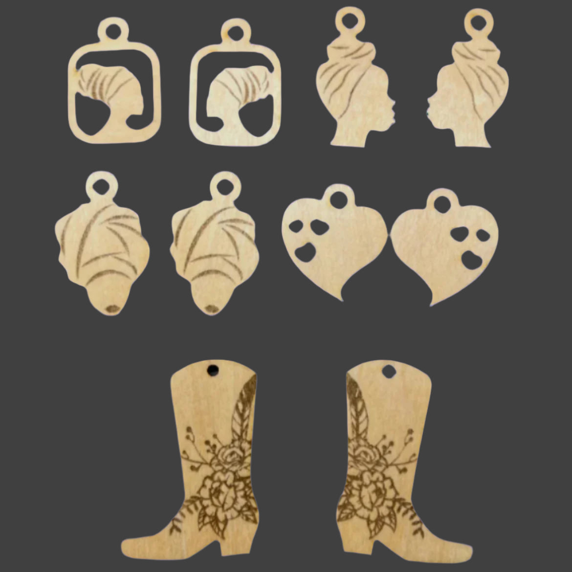 Earring Blanks Boots/Hearts/Headwrap - 10 pcs sets