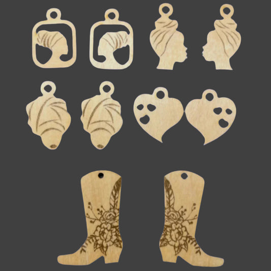 Earring Blanks Boots/Hearts/Headwrap - 10 pcs sets