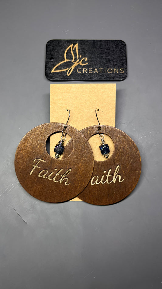 Engraved "Faith" Donut Earrings