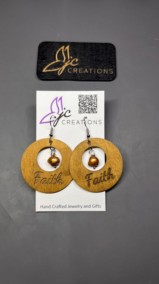 Engraved "Faith" Donut Earrings
