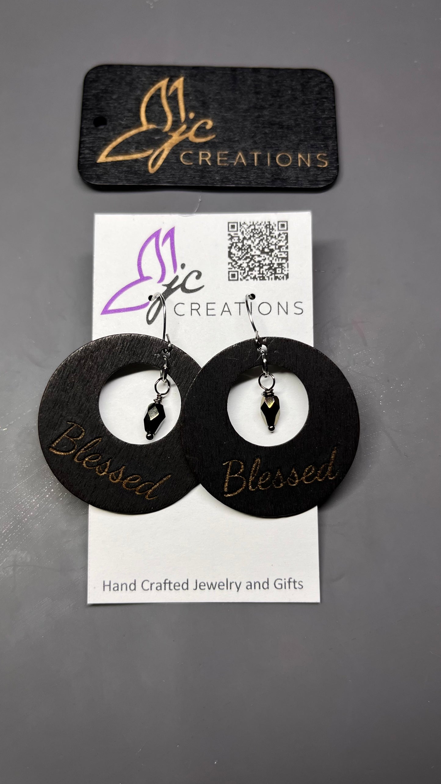 Engraved "Blessed" Donut Earrings
