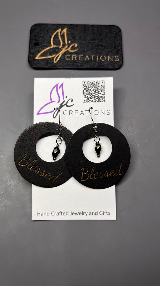 Engraved "Blessed" Donut Earrings