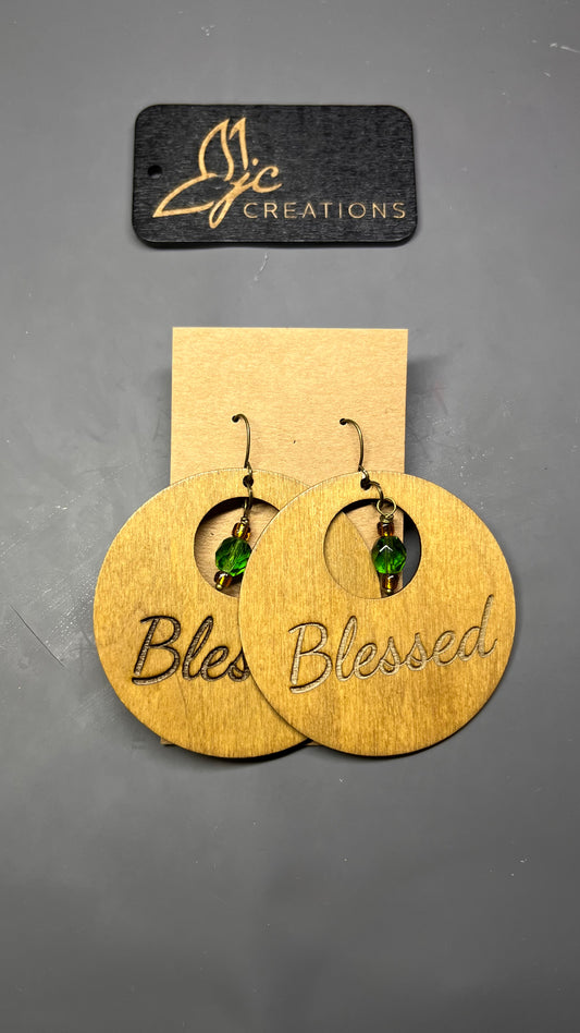 Engraved "Blessed" Donut Earrings