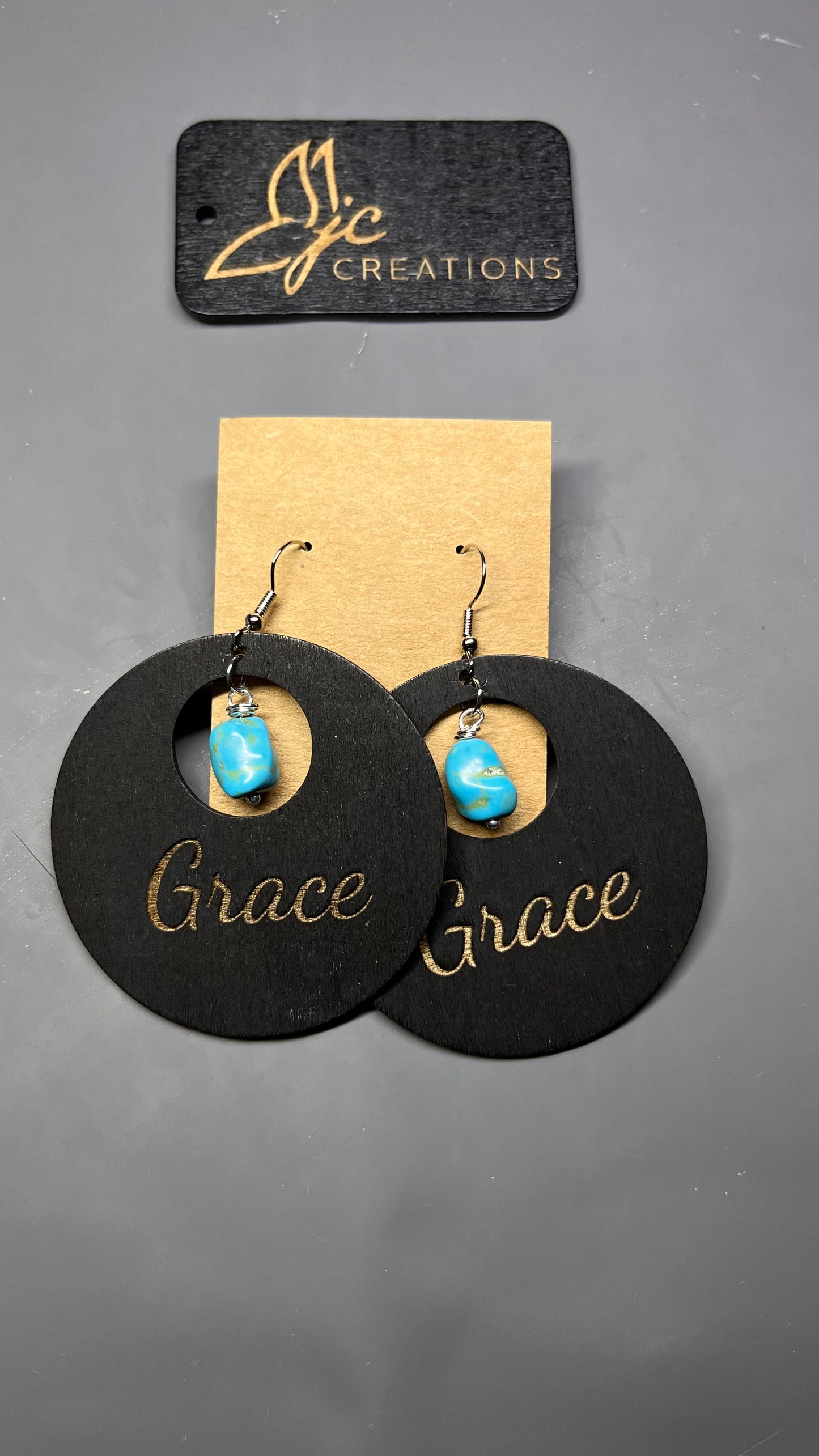 Engraved "Grace" Donut Earrings
