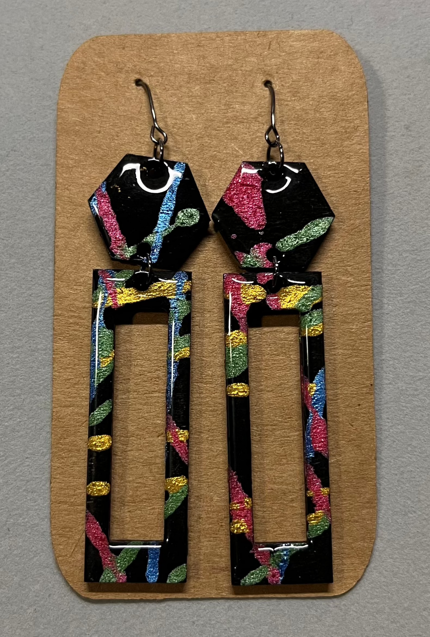 Earrings - Abstract Black Painted