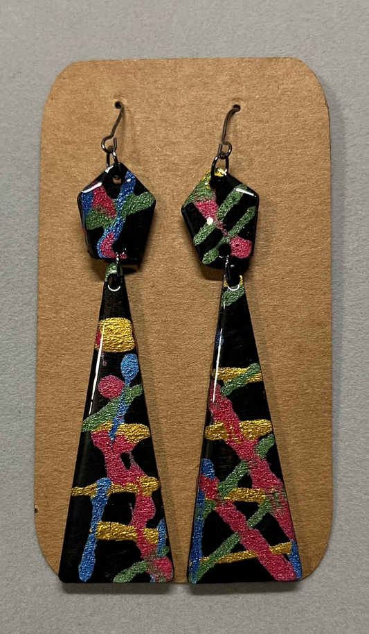 Earrings - Abstract Black Painted