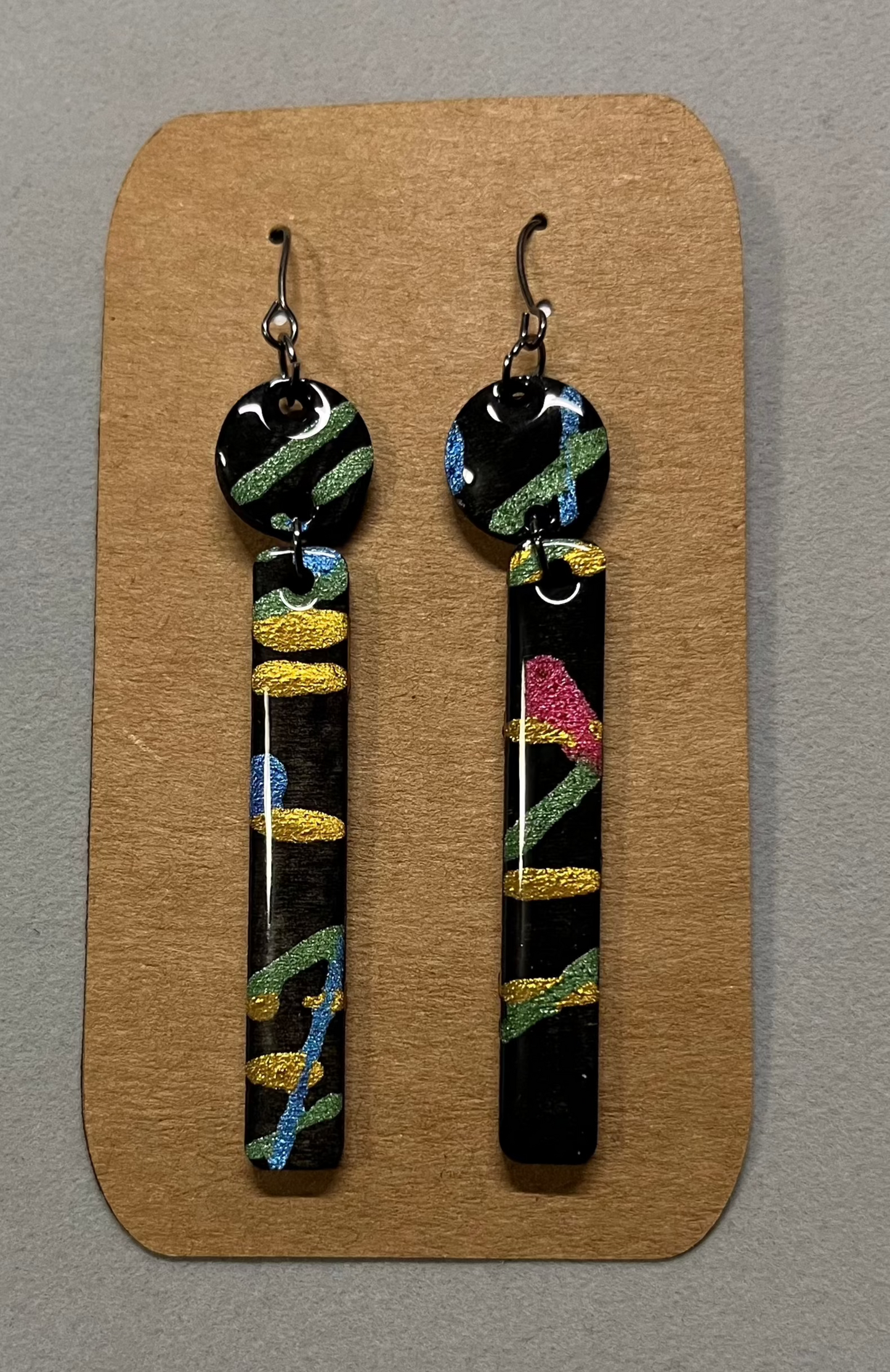 Earrings - Abstract Black Painted