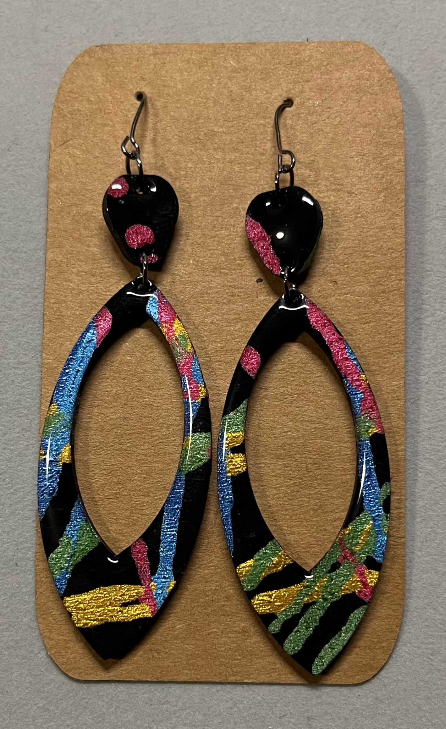 Earrings - Abstract Black Painted