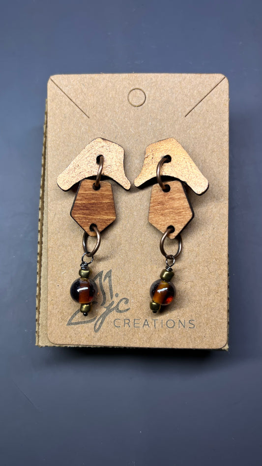 Dangle Earrings - rustic brown