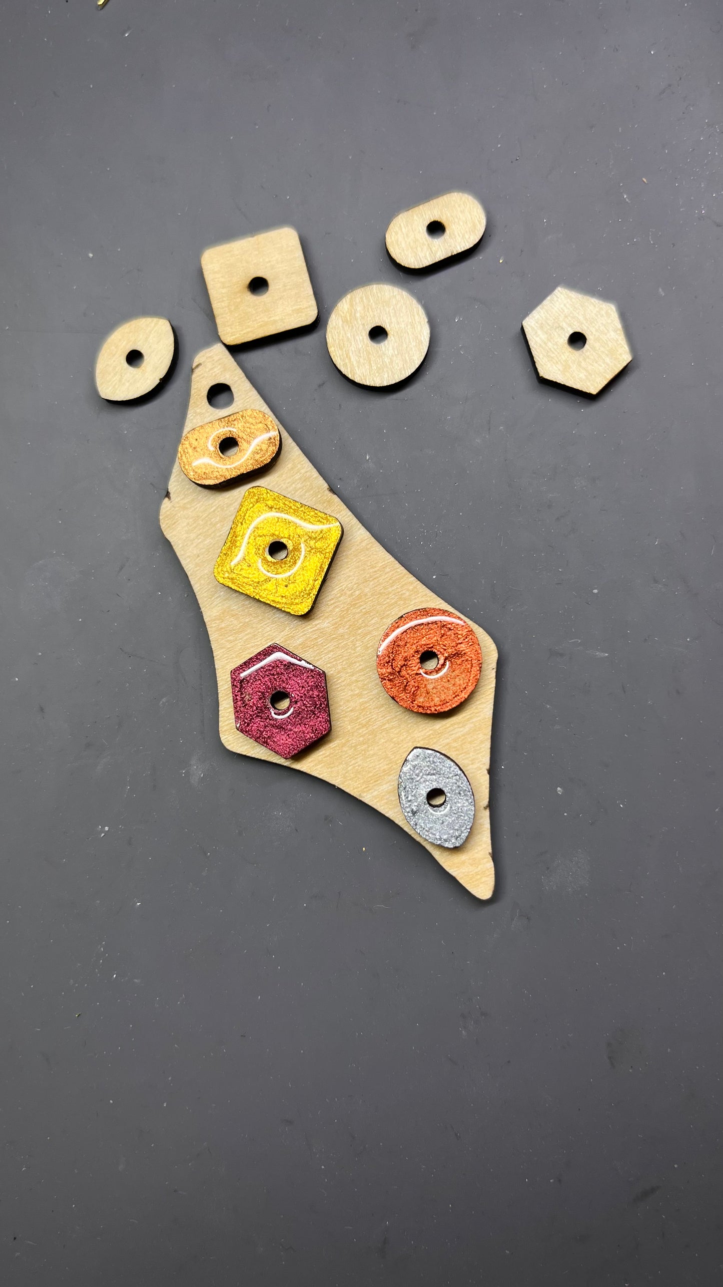 Creativity tool - Unfinished wood blank - 13mm spacers - 6 different shapes - 100pcs