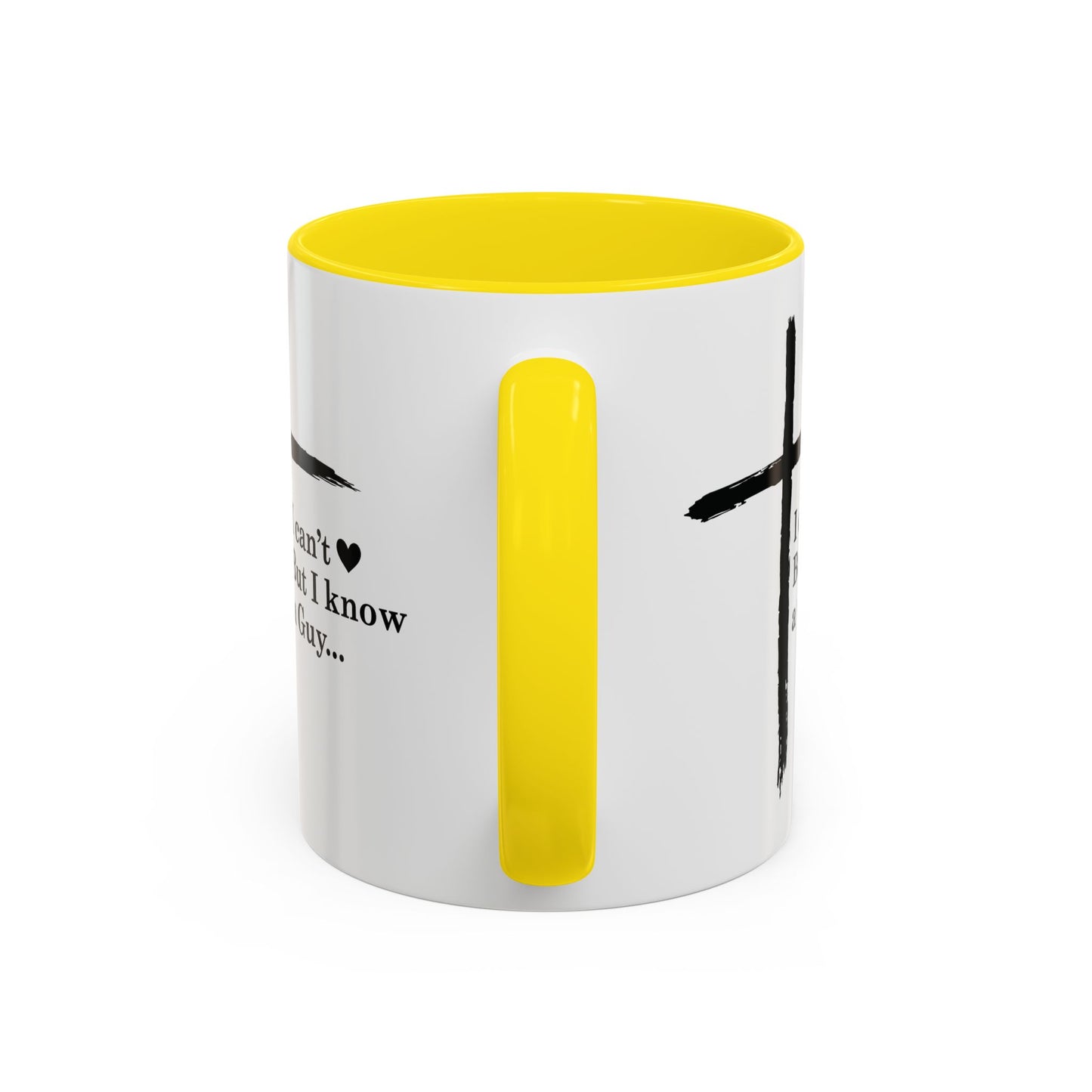 Christian Coffee Mug — "I Can’t  But I Know a Guy" Accent Mug
