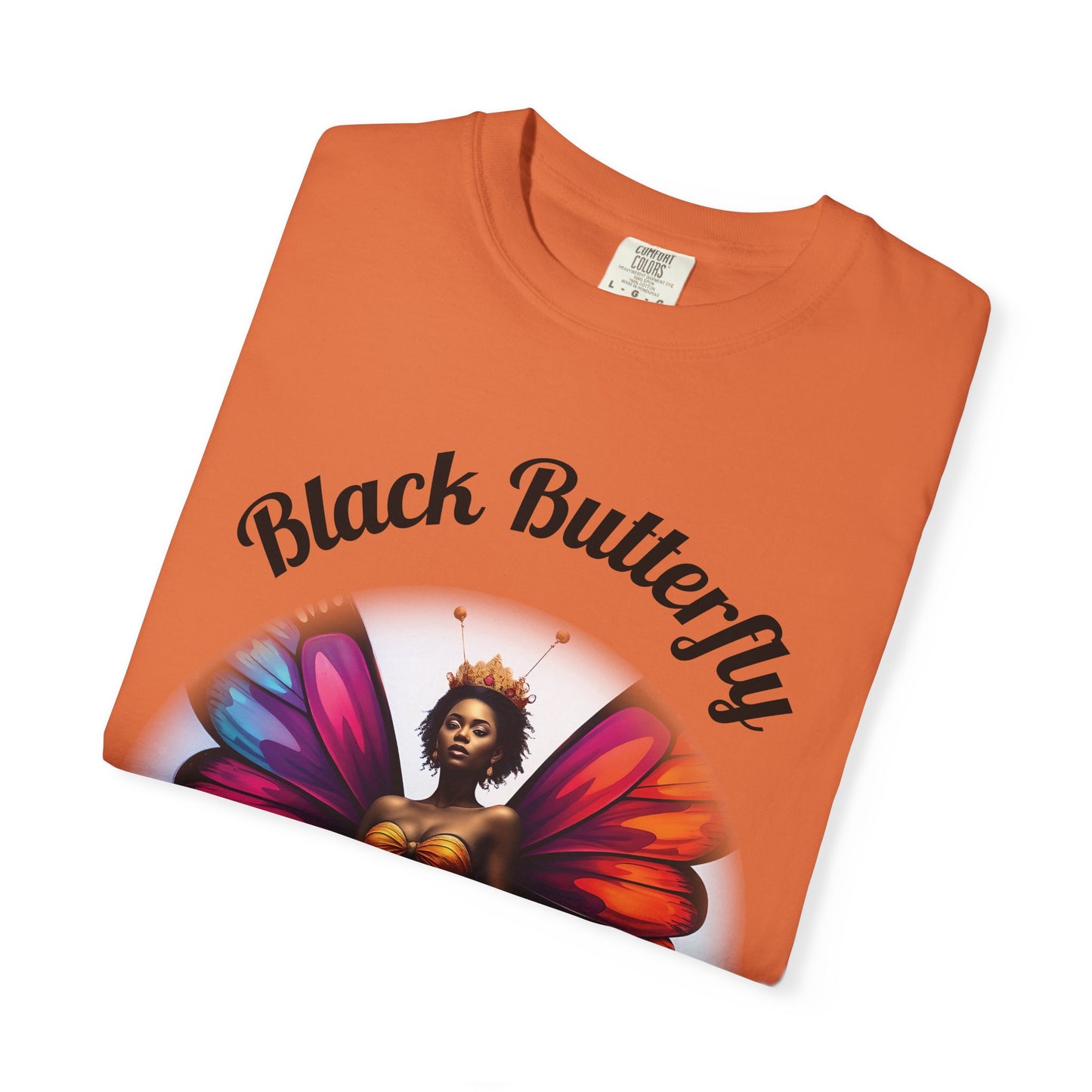 Black Butterfly T-shirt — Afro Queen Rainbow Wings Crewneck