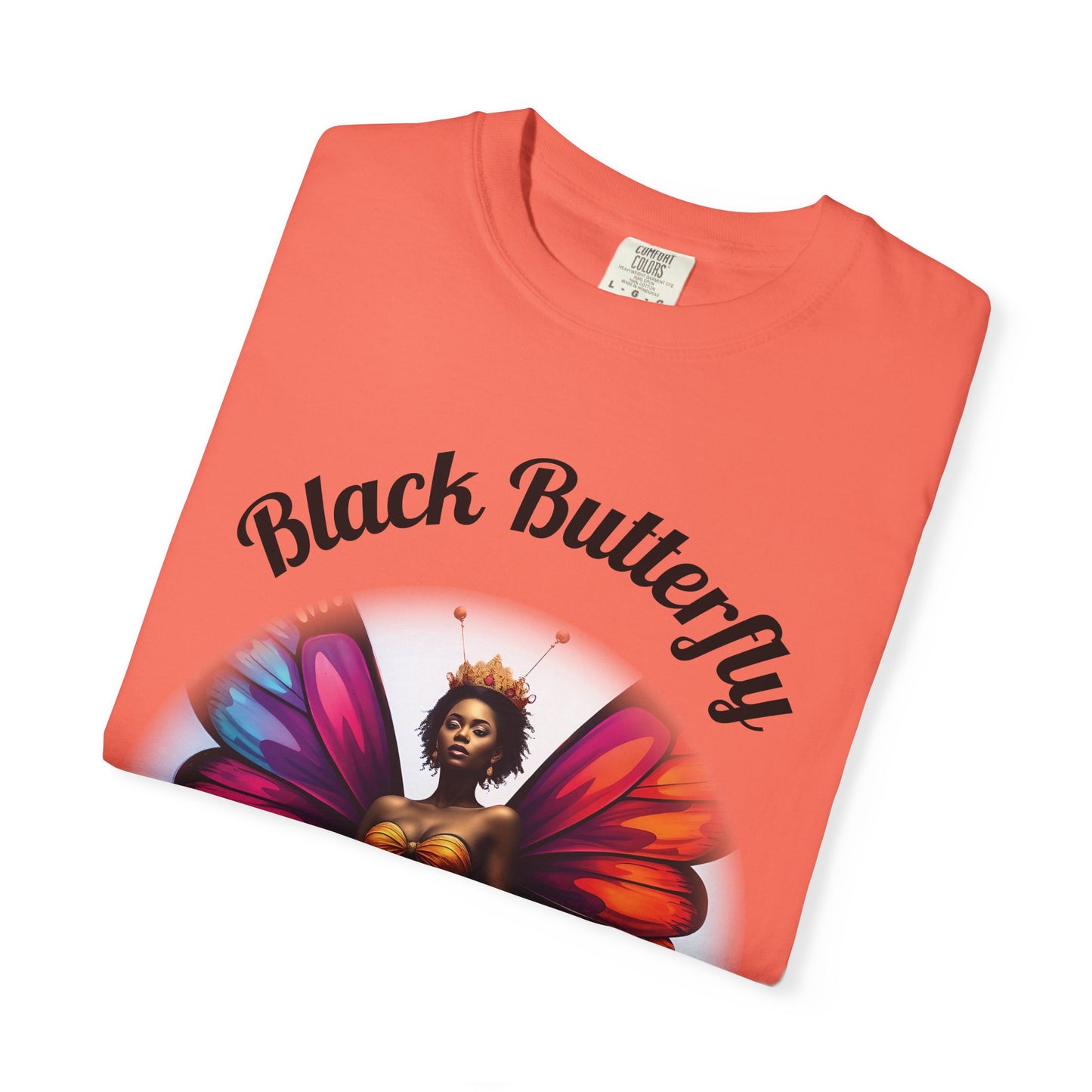 Black Butterfly T-shirt — Afro Queen Rainbow Wings Crewneck