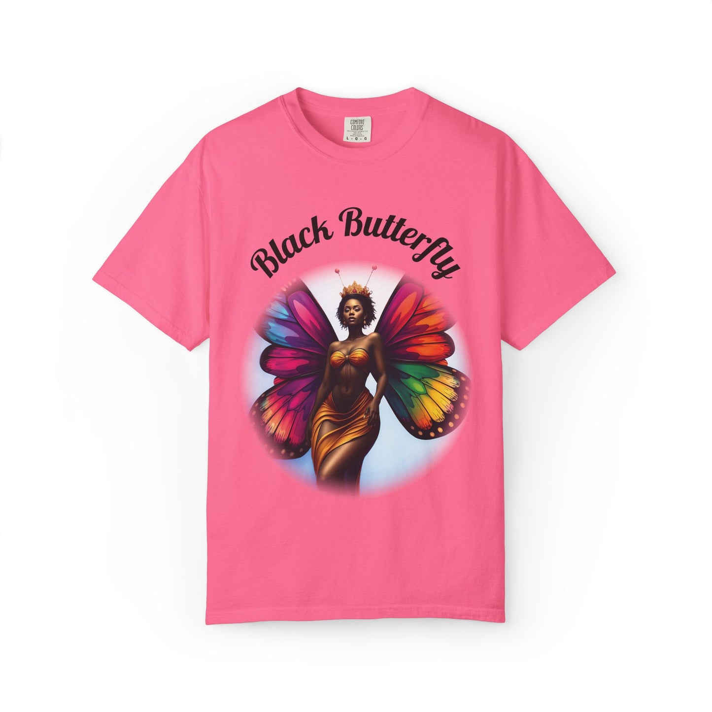 Black Butterfly T-shirt — Afro Queen Rainbow Wings Crewneck