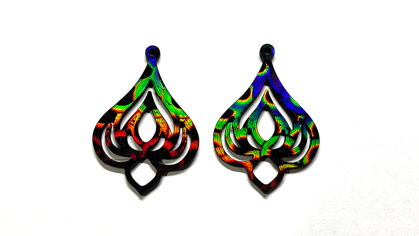 Black Elegant Holographic Earring Blanks - 12pc