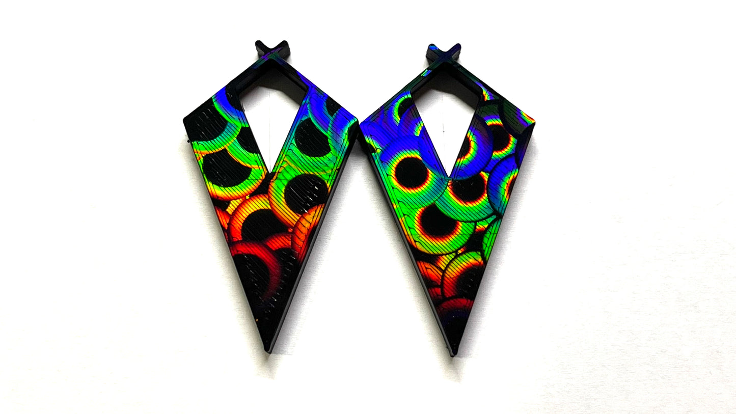 Black Elegant Holographic Earring Blanks - 12pc