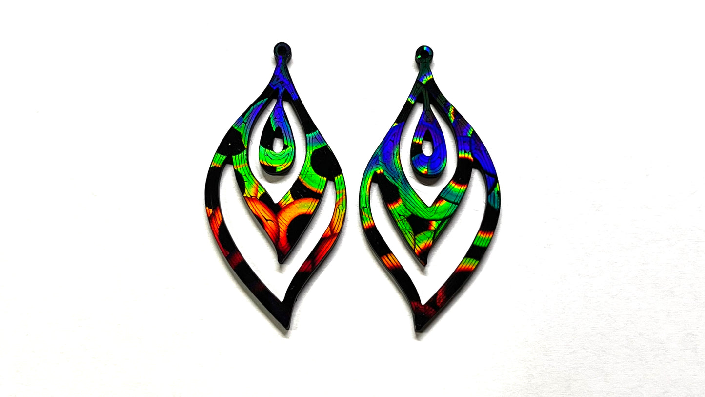 Black Elegant Holographic Earring Blanks - 12pc