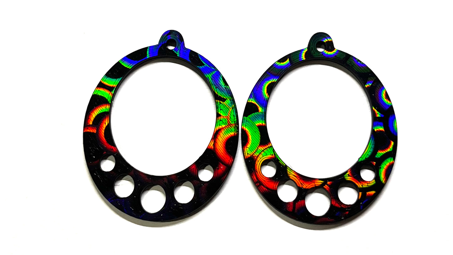 Black Elegant Holographic Earring Blanks - 12pc