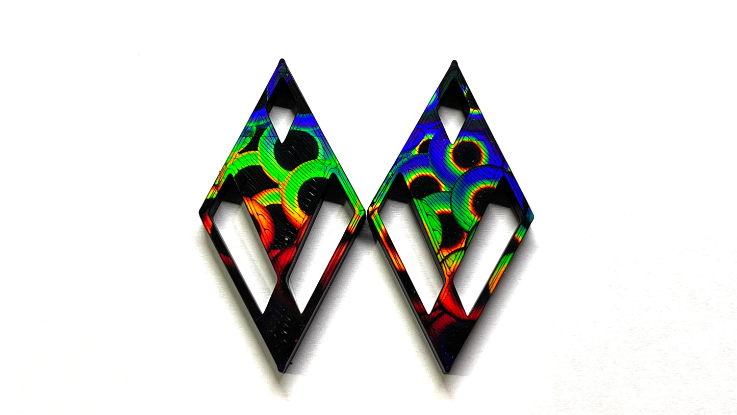 Black Elegant Holographic Earring Blanks - 12pc