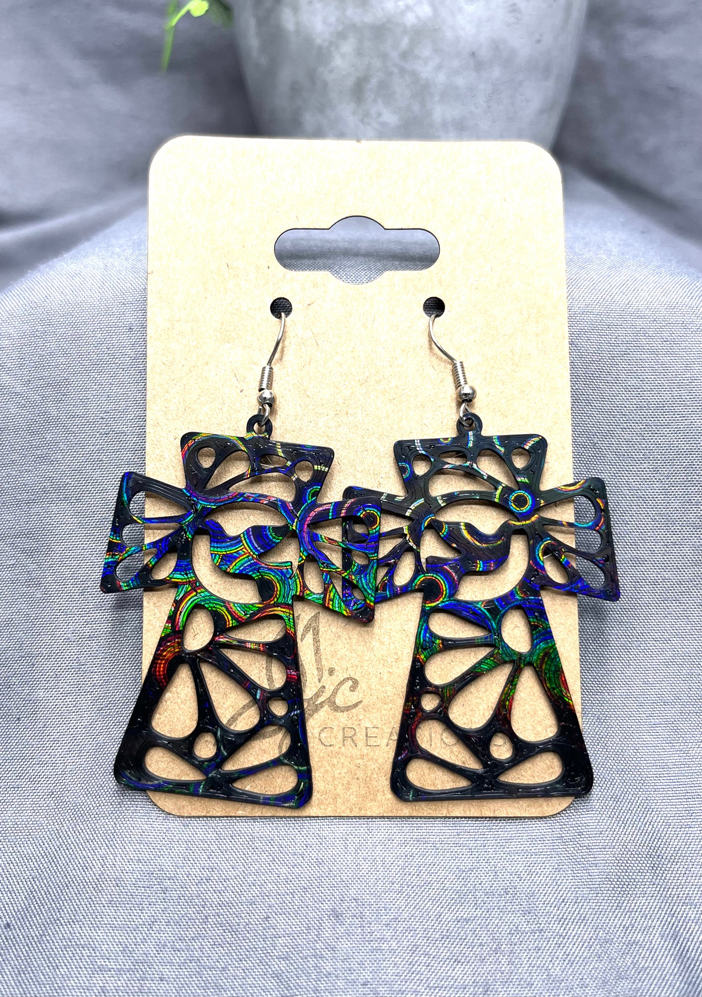 Floral Cross with Dove Focal -Earring Blanks - 10pc (5 pair)