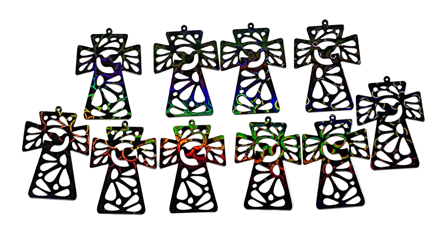 Floral Cross with Dove Focal -Earring Blanks - 10pc (5 pair)