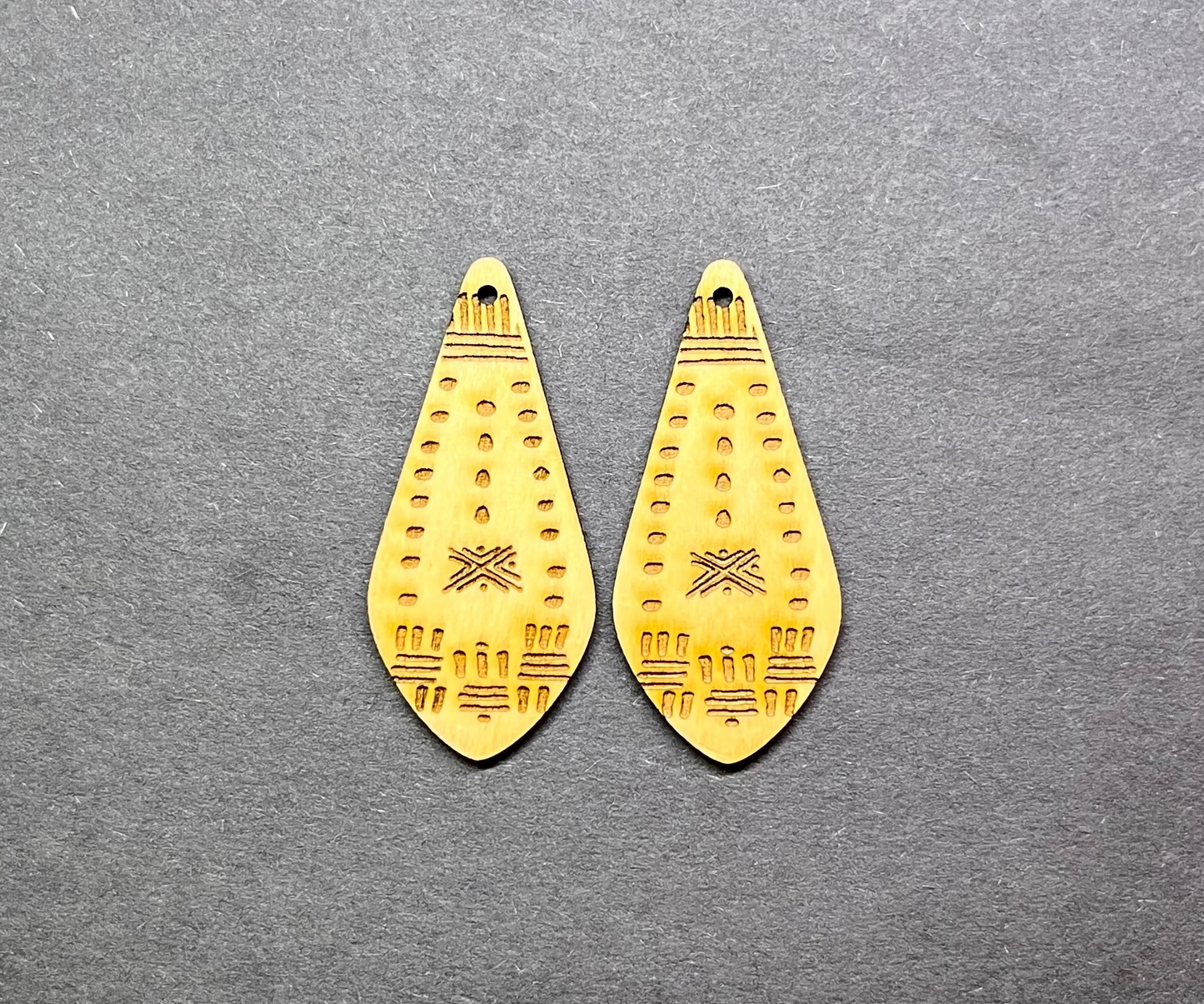 **Mudcloth Wood Earring Blanks - 10pcs