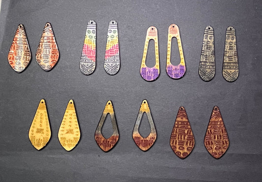 **Mudcloth Wood Earring Blanks - 10pcs