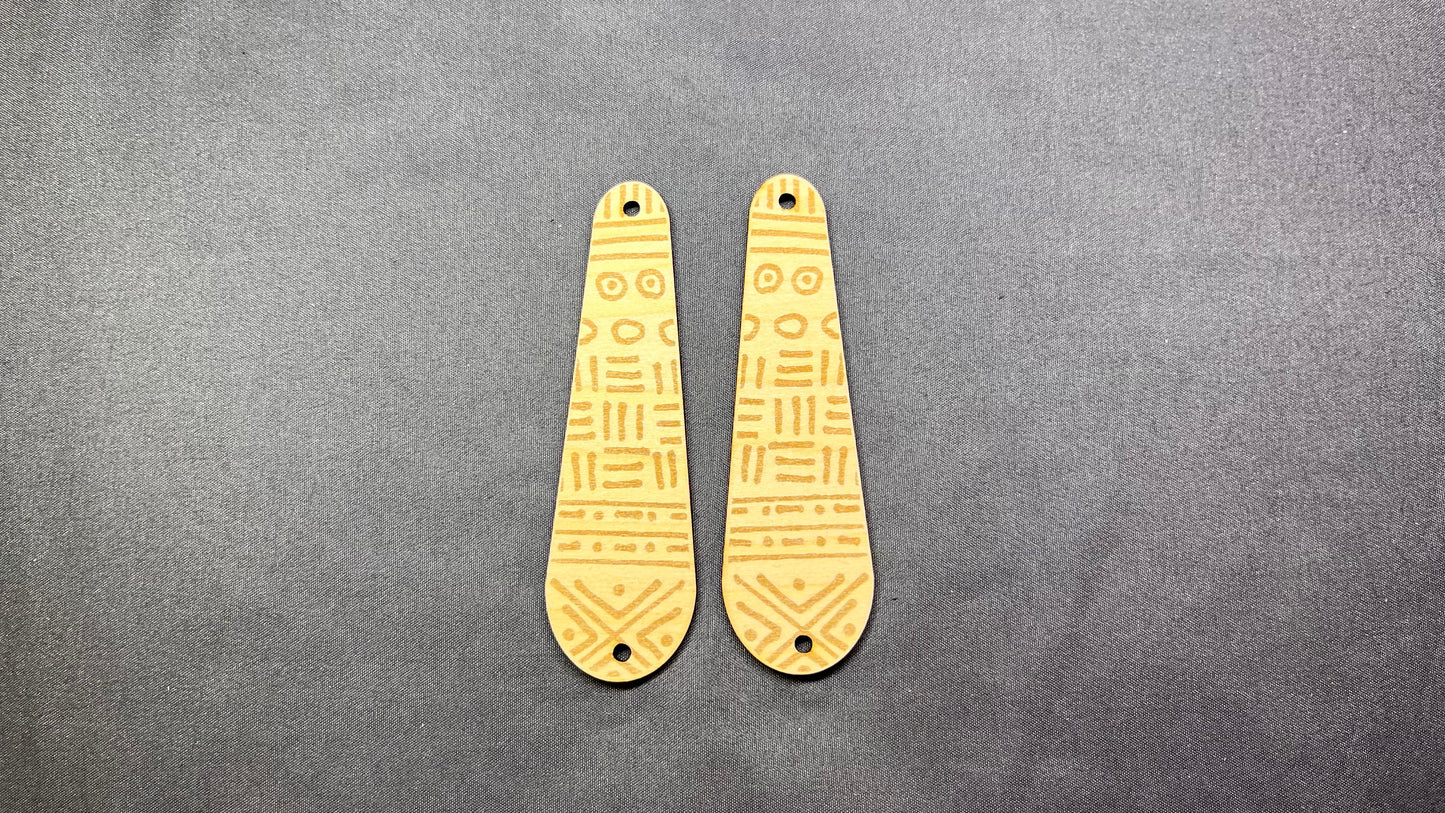***Earring Blanks Featuring Mud Cloth Engraving-8pcs (same design)