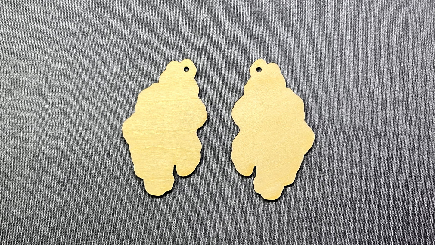 ***Abstract wood earring blanks- 10pcs (5 pair) 2in & 2.5in