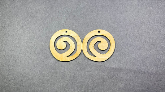 ***Wood Earring Blanks #3 - Spiral (5 pairs) 10 pcs 2in