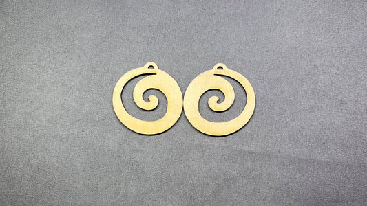 ***Wood Earring Blanks #2 - Spiral (5 pairs) 10 pcs 2in