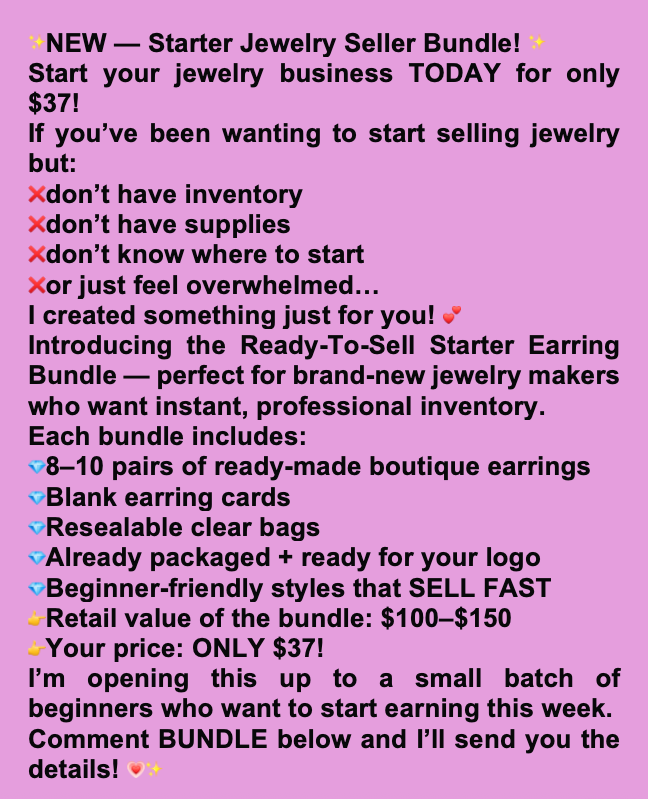 ✨ Starter Jewelry Seller Bundle — Your Ready-To-Sell Earring Business in a Box!