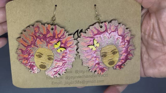 Afro Earrings-Large (with butterfly)
